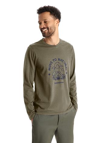 Icebreaker Merino Central Classic T-Shirt Canopy Camper Férfi Long Sleeve Olivazöld | HU 1225DFMN